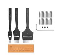 WUTA 2nd Generation Leather Craft Tool Kit, Replaceable Sharp Pricking Iron Chisel and Removable Round Hole Punch for Stitching, Lacing, Belts, Bags & DIY Leatherworking(3mm-2+5+10 hole)