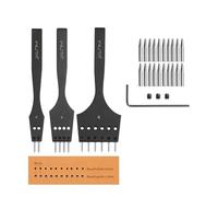 WUTA 2nd Generation Leather Craft Tool Kit, Replaceable Sharp Pricking Iron Chisel and Removable Round Hole Punch for Stitching, Lacing, Belts, Bags & DIY Leatherworking(4mm-2+4+6 hole)