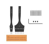 WUTA 2nd Generation Leather Craft Tool Kit, Replaceable Sharp Pricking Iron Chisel and Removable Round Hole Punch for Stitching, Lacing, Belts, Bags & DIY Leatherworking(4mm-2+6 hole)