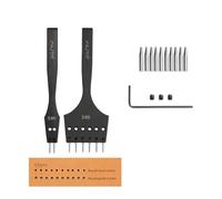 WUTA 2nd Generation Leather Craft Tool Kit, Replaceable Sharp Pricking Iron Chisel and Removable Round Hole Punch for Stitching, Lacing, Belts, Bags & DIY Leatherworking(3.85mm-2+6 hole)