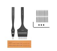 WUTA 2nd Generation Leather Craft Tool Kit, Replaceable Sharp Pricking Iron Chisel and Removable Round Hole Punch for Stitching, Lacing, Belts, Bags & DIY Leatherworking(3.38mm-2+9 hole)
