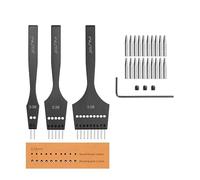 WUTA 3rd-Gen Professional Leather Punch Tools,Removable Lacing Stitching Chisel Round Hole Kit for Leather Craft,3.38mm(2+5+9)