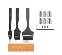 WUTA 3rd-Gen Professional Leather Punch Tools,Removable Lacing Stitching Chisel Round Hole Kit for Leather Craft,3mm(2+5+10)