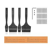 WUTA 3rd-Gen Professional Leather Punch Tools,Removable Lacing Stitching Chisel Round Hole Kit for Leather Craft,4mm(2+8)+5mm(2+7)