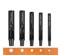 WUTA 5 Pcs Professional Leather Hole Punch Set, Titanium Plated Carbon Steel Punch & Die Kit for Belts, Watch Bands, Fabric, Leathercraft(6+8+10+12+15mm)