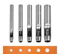 WUTA 5-Piece Round Hollow Punch Set Steel Leather Hole Punch Tool for Leather Craft Watchbands Belts Gaskets Rubber Fabric Paper DIY(6+8+10+12+15mm)