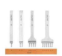 WUTA Leather Craft Hole Punches, 2 Gen. Carbon Steel Diamond Lacing Stitching Tool for DIY Leather, Bag & Wallet Making（Silver,5mm 1+2+4+6 Prong)