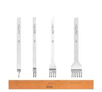 WUTA Leather Craft Hole Punches, 2 Gen. Carbon Steel Diamond Lacing Stitching Tool for DIY Leather, Bag & Wallet Making（Silver,3mm 1+2+4+6 Prong)