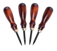 WUTA Leather Edge Beveler, 4 Pcs Wood-Handle Leather Skiving Tool, High Carbon Steel Edge Beveling Craft(0.8+1.0+1.2+1.4mm）