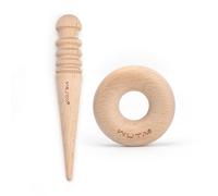 WUTA Leather Edge Burnisher Set, Wood Edge Slicker Tool with Smooth Grooves for Leathercraft Polishing, Grinding & Edge Finishing(Round+Doughnut-2 Pcs)