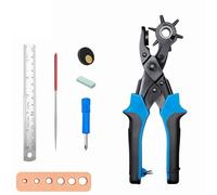 WUTA Leather Hole Punch Set, Heavy Duty Revolving Punch Plier, Multi-Size Belt Hole Puncher Tool for Watch Straps, Dog Collars, Saddles, Shoes, Fabric, Plastic, Paper & DIY Crafts