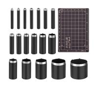 WUTA Round Leather Hole Punch Set,18 Pcs High Carbon Steel Circle Cutting Dies,Leather Punch Tool Kit with Anti-Rust Black Coating for DIY Leather Craft,Rubber,Cork,Canvas