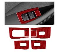 WUTBHGQXWIP Compatible With Tesla Model 3 Highland 2024 2025 Real Soft Carbon Fiber Window Lifter Switch Sticker LHD RHD Accessories(Red LHD)