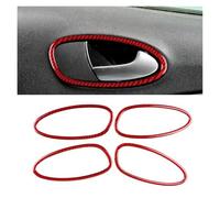 WUTBHGQXWIP Real Soft Carbon Fiber Compatible With Seat Leon MK2 SEAT Altea 2005-2012 Car Inner Door Handle Switch Sticker(Red Carbon)