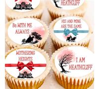 Wuthering Heights Cupcake Toppers - 4cm x 24 - Edible Icing or Wafer - Emily Bronte Cathy Heathcliff Quotes Cake Decorations (Edible Wafer)