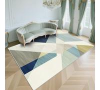 WUTONG Short Pile Living Room Rugs Large Blue 200x300cm，Modern Geometry Machine Washable for Teenage Bedroom,Hall,Hallway