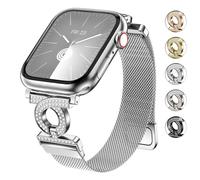 wutwuk Compatible with Apple Watch Straps Women 42(Series 10/11) 41mm 40mm 38mm Adjustable Magnetic Lock Mesh Stainless Steel Strap with Rhinestones for iWatch SE(2)/11/10/9/8/7/6/5/4/3/2/1-Silver