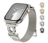 wutwuk Compatible with Apple Watch Straps Women 42(Series 10/11) 41mm 40mm 38mm Adjustable Magnetic Lock Mesh Stainless Steel Strap with Rhinestones for iWatch SE/11/10/9/8/7/6/5/4/3/2/1-Starlight
