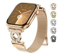 wutwuk Compatible with Apple Watch Straps Women 42(Series 10) 41mm 40mm 38mm Adjustable Magnetic Lock Mesh Stainless Steel Strap with Rhinestones for iWatch SE/11/10/9/8/7/6/5/4/3/2/1-Rose Gold