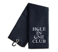 WUUCKOO Black Hole in One Club Embroidered Golf Towel, Funny Golf Towel for Golf Bag with Clip, Golf Accessories for Men, Birthday Gifts for Golfer