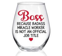 WUUCKOO Boss Stemless Wine Glass, Funny Boss Wine Glass, Thank You Gift for Boss Mentor Leader, Farewell Retirement Goodbye Gift for Boss Mentor Leader Colleague, Boss Appreciation Gift