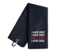 WUUCKOO I Hate Golf Nice Shot I Love Golf Embroidered Golf Towel, Funny Golf Towel for Golf Bag with Clip, Golf Accessories for Men, Birthday Retirement Gift for Grandpa Golfer Dad Brother Golf Lover