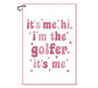 WUUCKOO It's me Hi I'm The Golfer Printed Pink Golf Towel, Funny Golf Towel for Golf Bag with Clip, Xmas Birthday Gifts for Golfer Golf Lover, Golf Gifts for Lady, Ladies Golf Towel, Women Golf Towel