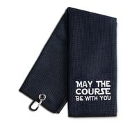 WUUCKOO May The Course Be with You Embroidered Golf Towel, Funny Golf Towel for Golf Bags with Clip, Golf Accessories for Men, Birthday Retirement Gift for Golfer Golf Lover Husband Wife Grandpa Dad
