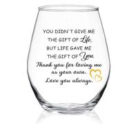 WUUCKOO You Didn't Give Me The Gift Of Life Stemless Wine Glass, Step Dad Step Mom Gifts from Stepdaughter Stepson, Mother's Day Christmas Thanksgiving Birthday Gifts for Bonus Mom, Adoption Present