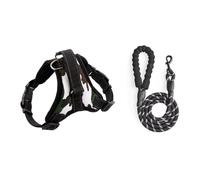 WUUISDNX Breathable Harness and Leash Metal D-ring Adjustable Vest Traction Rope for Large Medium Reflective Stripe Chest Strap, S