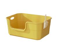 WUUISDNX Cat Litter Tray With High Sides Featuring Anti Splashing Providing Excellent Litter Control And Easy Monitoring For Cats Semi Enclosed Kitten Toilet Tray Cats Pan, yellow, 50x35x22cm
