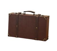 WUUISDNX Home Antique Old Fashioned Décor Retro Props Vintage Suitcase Creating Nostalgic Ambience In Any Space Small Storage Carry On Overnight Case Pu Leather, Brown, S 34x8x20.5cm