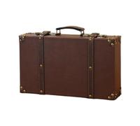 WUUISDNX Home Antique Old Fashioned Décor Retro Props Vintage Suitcase Creating Nostalgic Ambience In Any Space Small Storage Carry On Overnight Case Pu Leather, Brown, L 40x10x24.5cm