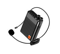 WUUISDNX K7 UHF Wireless Megaphone Teacher LED Display Loudspeaker Outdoor Tour Guide Voice Amplifier Waist Hanging Speaker, black