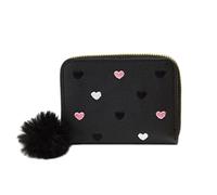 WUUISDNX Ladies Heart Embroidered Credit Card Holder Wallet with Cute Star Pendant Card Cases Money Organisers PU Womens Wallets, A