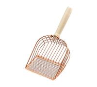 WUUISDNX Lightweight Cat Scooper Litter Trash Deep Container Shovel Sturdy Constructed For Quick And Effortless Cat Litter Collection Metal Cats Scoops With Ergonomic Long Handle, Rose Gold, 13x28cm