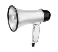 WUUISDNX Portable Microphone Loudspeaker 25 Watt Bullhorn Megaphone Loud Speaker Handheld Recording Outdoor Sports Kids Adults Microphone Loudspeaker Battery Adjustable, Silver, 22x14x14cm
