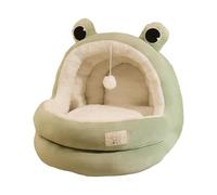 WUUISDNX Soft Cat Bed Cave With Ball Non Slip Waterproof Bottom For Kittens And Sleeping Dogs Cat Bed Nest With High Sides Fence Is Detachable Inner Pad Cushion, Green, M