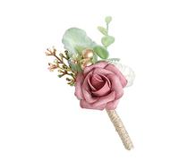 WUUISDNX - Wide Application Pets Friendly Exquisite Crafted Clips Groom Boutonniere Artificial Buttonhole Flowers Wedding, Cameo Brown