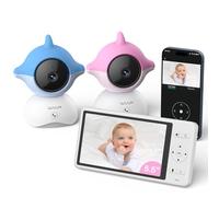 WUUK 2K Baby Monitor Camera with APP, 5.5" Display with 360° PTZ Video Baby Monitor, 135° Viewing Angle,1000ft Stable Connection, Support APP Control,One-Touch Call, White Noise,New Born Baby Giftware