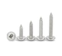 WUUKEPSG 100Pcs M1.4 M1.7 M2 M2.3/M2.6 Ss 304 Phillips Pan Round Head Washer Collar Self-Tapping Screw/5Mm/M1.7 (200Pcs)
