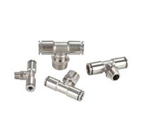 WUUKEPSG 5-10Pcs Copper Nickel-Plated Quick-Plug Connector Tee Male Thread Resistant to High Temperature and High Pressure Corrosion/10-04 5Pcs/ Size