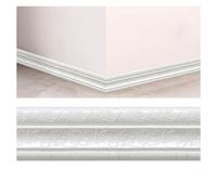 WUUKEPSG 5Pcs Peel and Stick Wallpaper Border Flexible Wall Base Moulding Trim Self Adhesive Baseboard Wall Molding Trim 2.30M Long/White