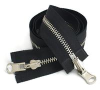 WUUKEPSG 70-100 cm 5#/8# Metal Double Sided Zippers Open End Two Way Rotary Slider Zip for Jacket Clothes DIY Sewing Accessories/Black - Sier/5# - 100Cm