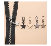 WUUKEPSG Zip Head Replacement 5Pcs Zippers Puller Head Heart Sdetachable Metal Zipper Slider Repair Kits for Bags Backpack Coat Zipper Pull Tab/Star Mi*Ed
