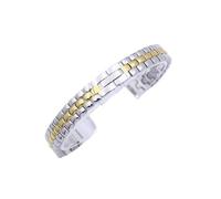 WUURAA 6mm 8mm 10mm 12mm 14mm 16mm Woman Solid stainless steel watch strap with metal watch chain(Silver+Golden,14mm)