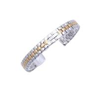 WUURAA 6mm 8mm 10mm 12mm 14mm 16mm Woman Solid stainless steel watch strap with metal watch chain(Silver+Rose Gold,12mm)