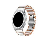 WUURAA Ceramic+Metal Strap For Samsung Galaxy Watch 8 44mm 40mm 8Classic 46mm Bracelet Wristband For Samsung Watch Ultra 47mm Band(Rose gold white,For Galaxy Ultra 47mm)