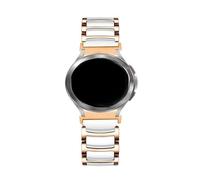 WUURAA For Samsung Galaxy Watch 7 6 5 4 40mm 44mm 6classic 47mm 43mm 5Pro 45MM Band No Gaps Ceramic Steel strap Replace Bracelet(R Gold White,For watch 4 40mm)
