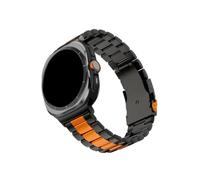 WUURAA For Samsung Galaxy Watch 8 40 44 46mm Ultra 47mm Stainless Steel Band(Black orange,For Galaxy Ultra (2024))